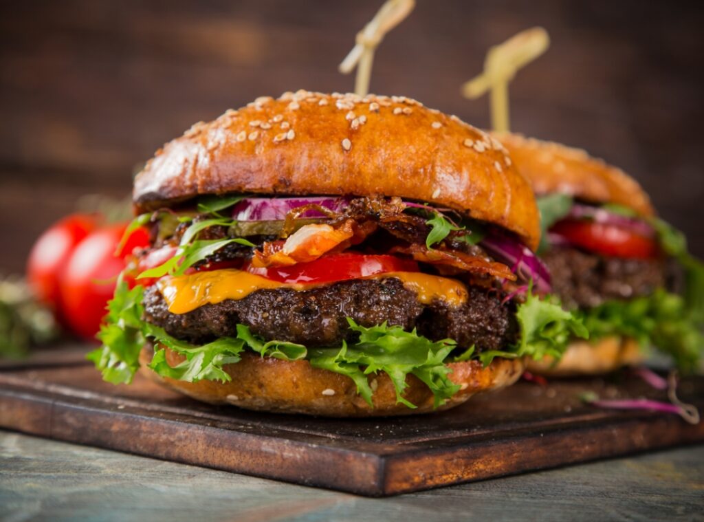 Delicious hamburger near Rutland, MA