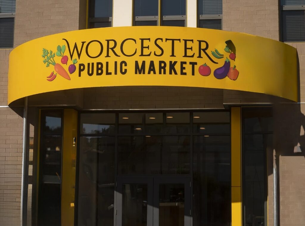 Entrance to Worcester Public Market in Worcester, MA