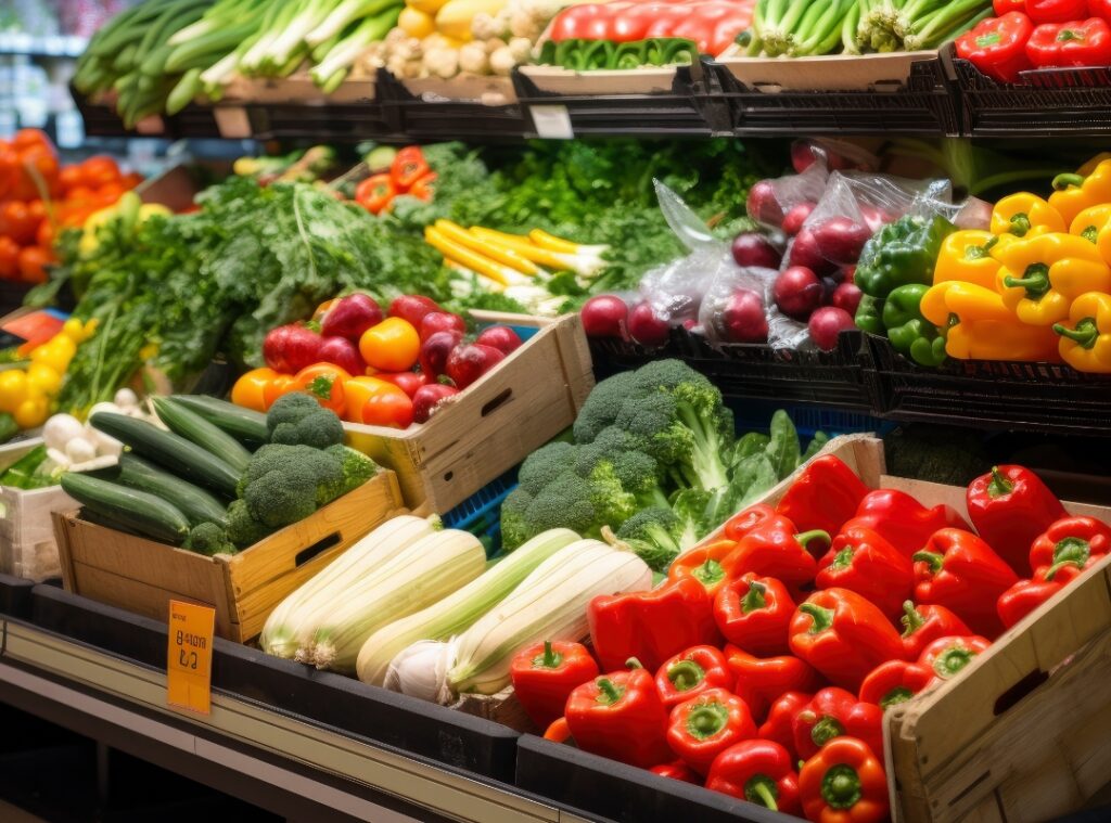 Fresh vegetables displayed at the Market in Rutland, MA